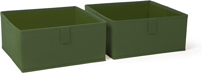 RiverRidge Folding Storage Bins - 2-pack of 5in Tall Olive Cubes