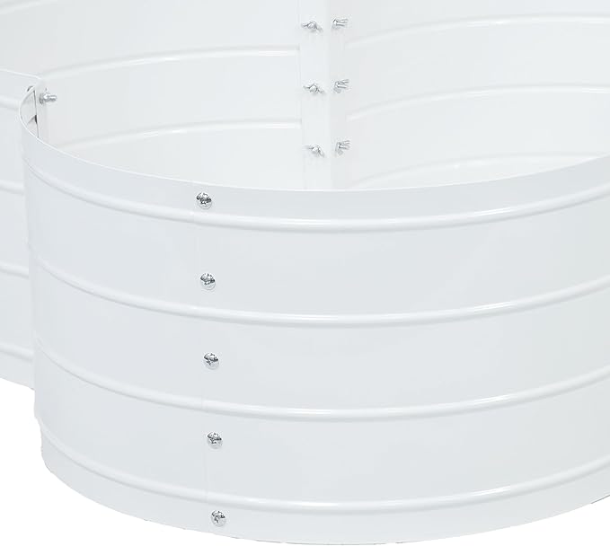 Sunnydaze Galvanized Raised Garden Bed - Metal Raised Bed for Gardening - Outdoor Planter Box for Flowers, Plants, and Vegetables - Ivory White - 12” H Clover