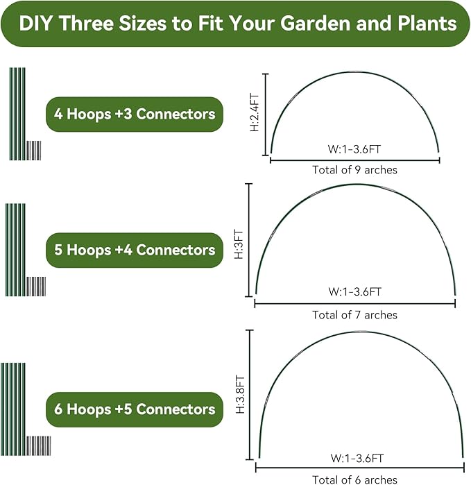 Garden Netting Kit for Raised Beds, 10x30FT Ultra Fine Mesh Netting ＆6 Sets Fiberglass Garden Hoops, Insect Netting for Garden Plant Row Cover Vegetable Flowers Protection Barrier