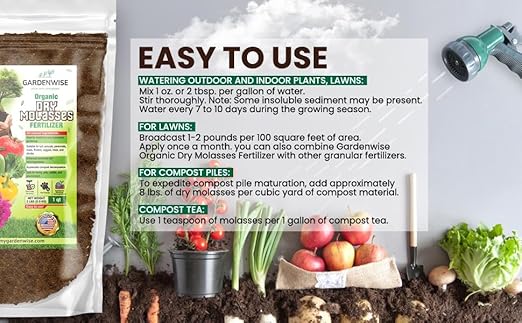 GARDENWISE Organic Molasses for Plants - Horticultural Molasses - Ideal for Traditional & Hydroponic Gardening, for Indoor & Outdoor Plants (2 QUARTS)