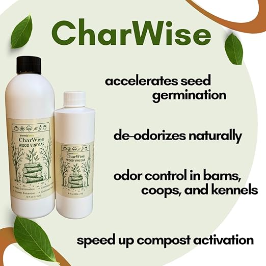 VermisTerra CharWise - 16 oz Wood Vinegar Biostimulant - Seed Germination, Enriches Soil, Growth Enhancer, Combats Odor, Animal Care - pyroligneous Acid, Natural byproduct of biochar