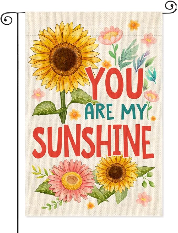 You Are My Sunshine Garden Flags for Outside, Funny Sunflower Spring Garden Flag, Porch Banner for Gardener, Outdoor Sunflower Yard Sign Front Porch Decor, Housewarming Gifts for Family