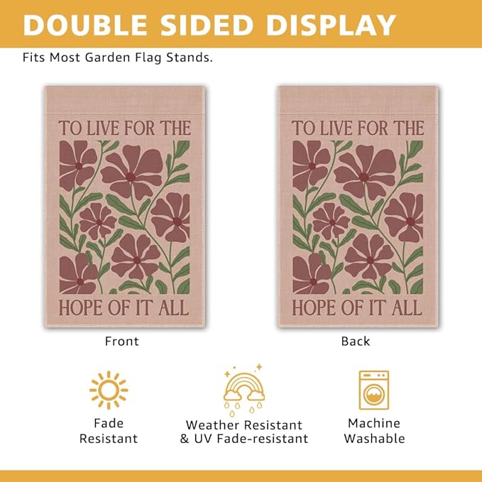 To Live for the Hope of It All Garden Flag, Double Sided Yard Outdoor Farmhouse Lawn Porch Decor, Motivation Quote Flag Gifts, Folklore Inspired Flag, Birthday Gifts for Women Music Lover