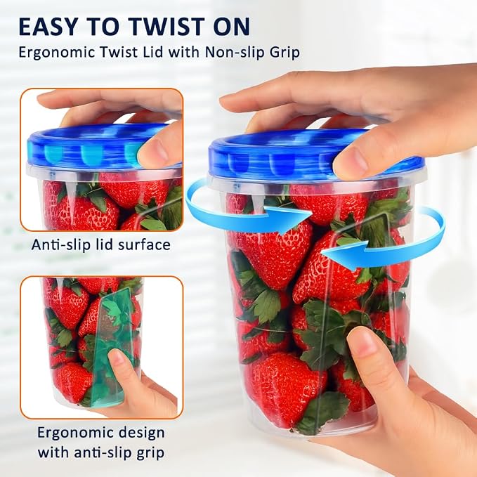 10 Pack 34oz Soup Freezer Storage Containers with Twist Lids for Meal Prep