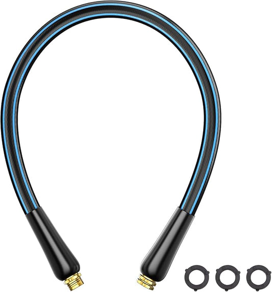 Short Garden Hose 3FT: Water Hose Lightweight with Double Copper Fittings - Flexible Swivel Leak-Free Quick Connections 5/8" - Hybrid Rubber Portable Hose for Garden Watering Car Pet Cleaning
