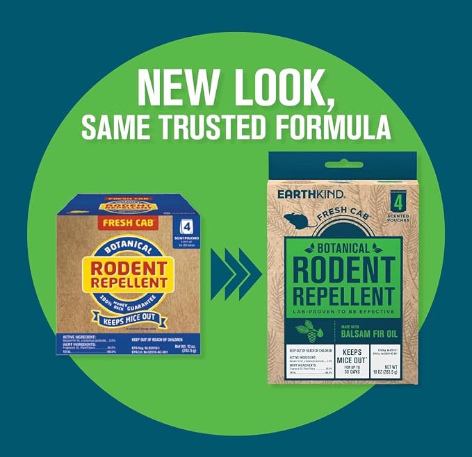 FC6 Botanical Rodent Repellent Keeps Mice and Rats Out, Federal EPA Registered for Use Indoors and in Enclosed Spaces, 2.5 Ounce x 4 Scent Pouches x 4 Pack (Total 16 Pouches)