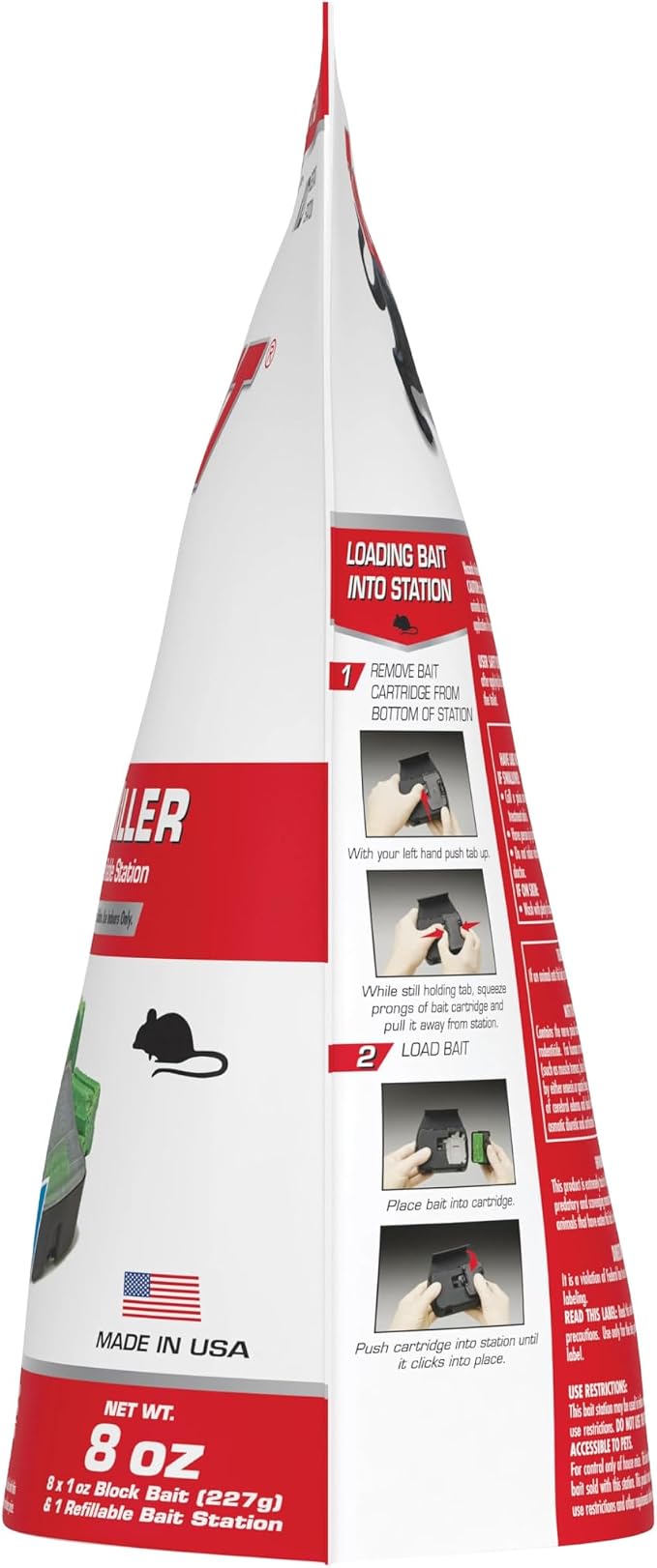 Tomcat Mouse Killer, Child Resistant, Refillable Station with 8 Bait Blocks | Tamper-Resistant Indoor Bait Station with Clear Monitoring Window, 1 Refillable Station with 8 Bait Blocks