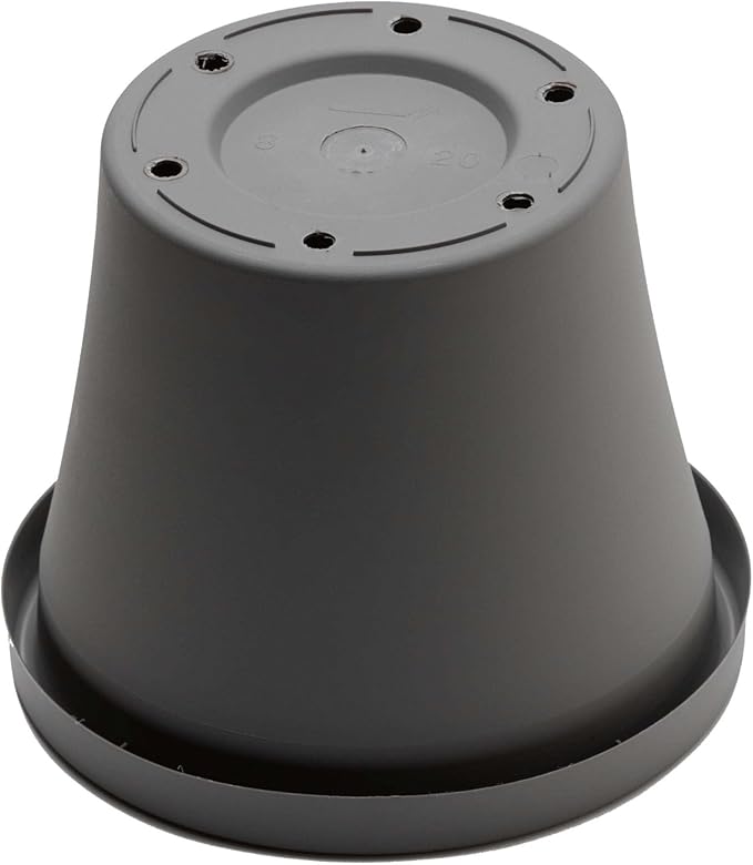 Bloem Terra 6" Diameter Round Charcoal Resin Planter Pot with Drainage Holes for Indoor and Outdoor Gardening