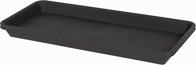 VUWEZ 2 Pack Plastic Plant Tray Saucer, Rectangular, Indoors Outdoor, Water Drip Tray for Flower Pot Planter, Windowsill (6 X 11 Inch, Brown)
