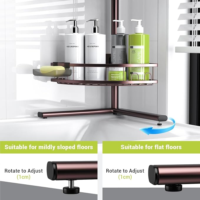 Standing Corner Shower Caddy - Rustproof Bathroom Shower Stand Shelf