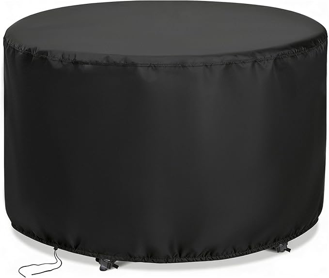 Round Patio Bar Height Table and Chair Cover 90 Inch, Outdoor Round Tall High Patio Table Cover for Patio Rounds Furniture, Patio Set Covers Waterproof Outdoor - 90 X 43 Inch, Black