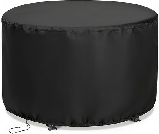 Round Patio Bar Height Table and Chair Cover 90 Inch, Outdoor Round Tall High Patio Table Cover for Patio Rounds Furniture, Patio Set Covers Waterproof Outdoor - 90 X 43 Inch, Black