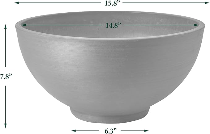 PSW Pot Collection 12x6 inch Plastic/Stone/Wood Composite Square Planter – No Drainage Hole (Drillable), Simplicity Bowl, Terra Cotta Color