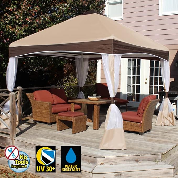 King Canopy Garden Party Canopy with Cover Caramel Crme Cover/13' x13'