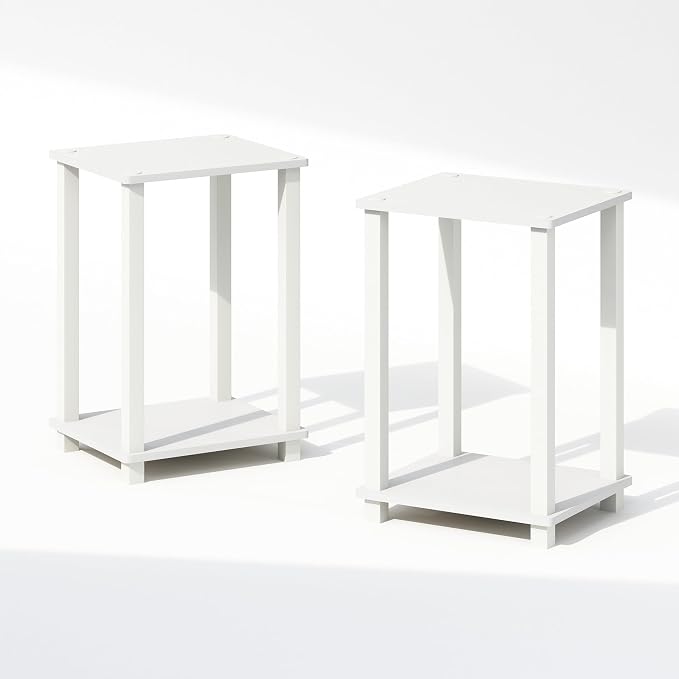 Furinno Simplistic Set of 2 Toolless 2-Tier Night Stand, White