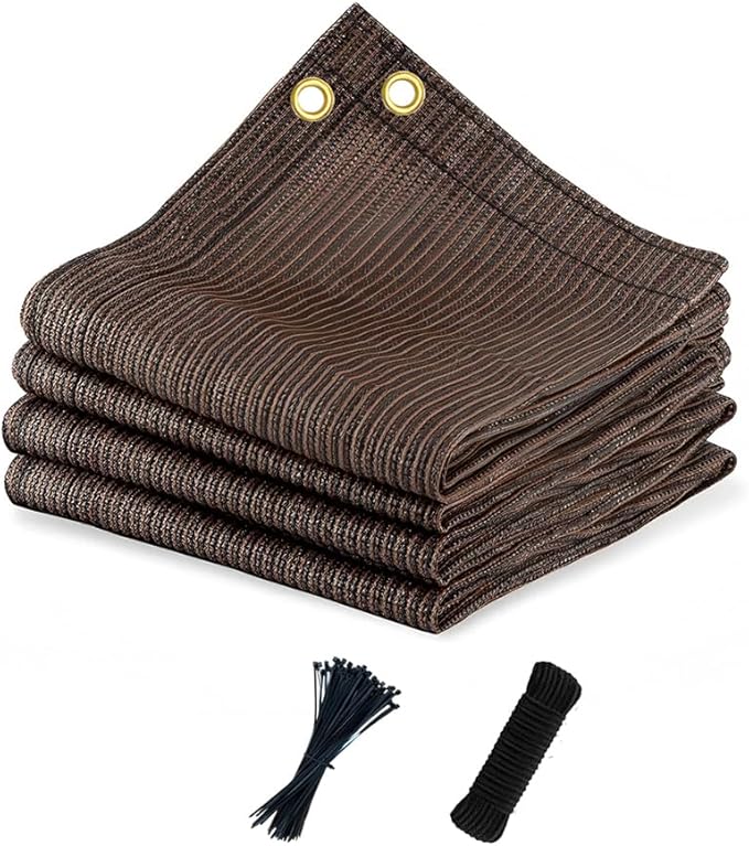 90% Sun Shade Cloth for Patio, 10x30 Ft Breathable Sunshade Fabric for Garden, UV Resisant & Privacy Protection Shade Screen for Pergola, Backyard, Deck, Balcony, Mocha