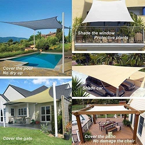 Sun Shade Sail Canopy, Patio Shade Cloth Outdoor Cover - Sunshade Fabric Awning Shelter for Pergola Backyard Garden Carport (Brown, 16' x 24' Rectangle)