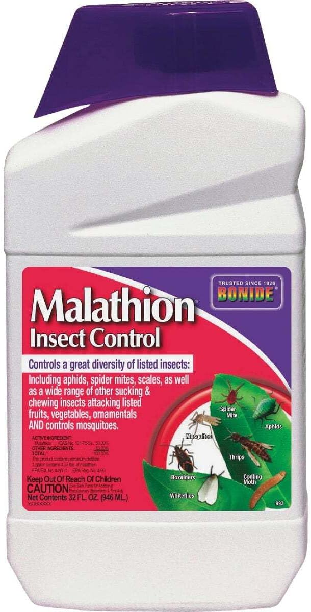 Bonide Malathion Insect Control, 32 oz Ready-to-Mix Concentrate Bug & Spider Mite Killer for Outdoor Garden Use
