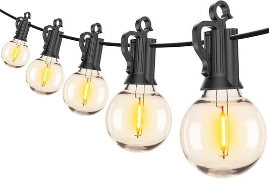 Brightown Outdoor String Lights, 100FT 100+2 G40 Bulbs Shatterproof Patio Lights, IP65 Waterproof Dimmable Hanging Connectable Globe LED Outdoor Lights for Backyard, Bistro, Porch, Deck, Balcony