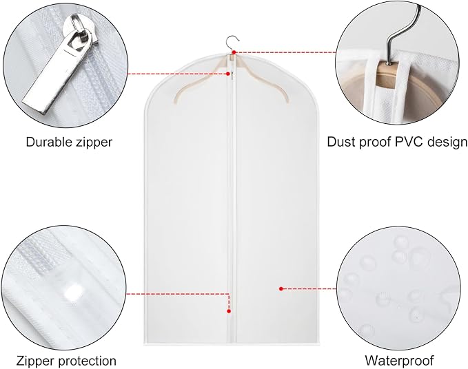 40 Inch Garment Bags 20 Pack Suit Bag for Storage Dress Cover Bag
