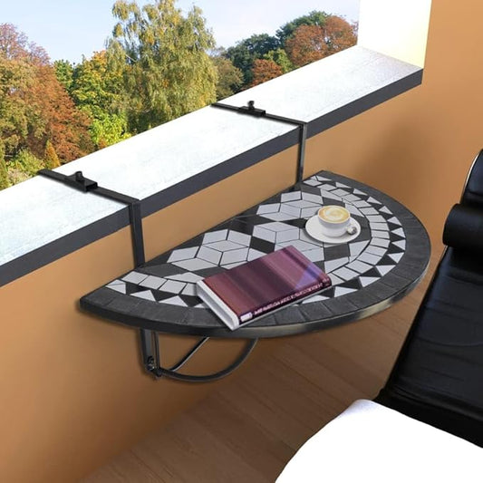 Garden Table Black and White Iron Frame Patio Table