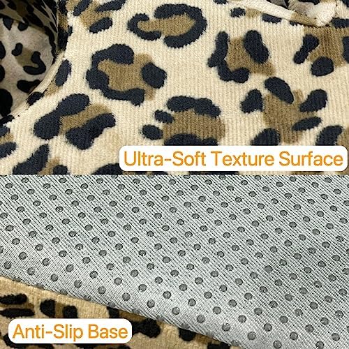 Couch Cup Holder Pillow, Couch Drinks Remotes Holder for Center of Couch, for Sofa, Bed, RV, Car (Leopard)