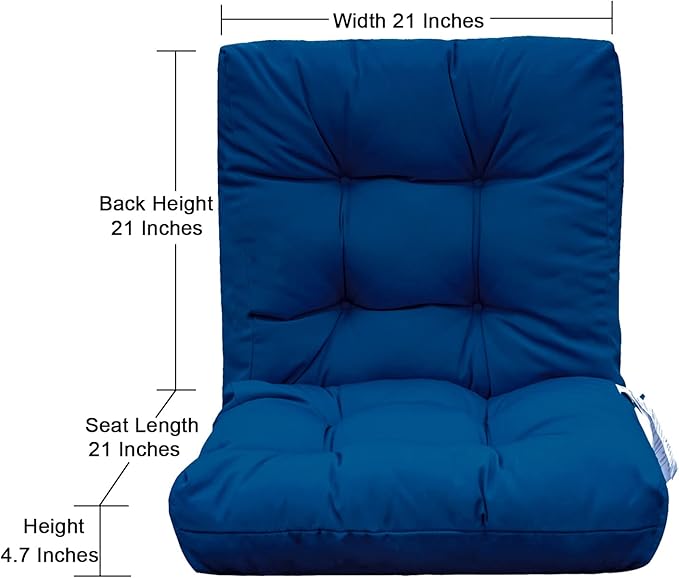 QILLOWAY Outdoor Chair Cushion for Patio Furniture, Waterproof Patio Cushions with Ties, Fade Resistant Replacement Pads for Outdoor Rocking Chairs,Royal Blue