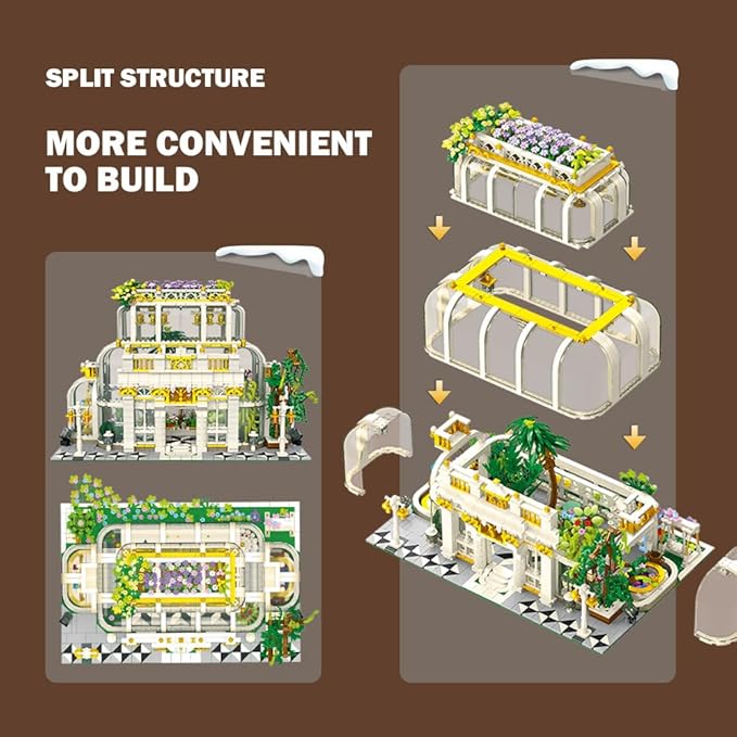 2231 Pcs - Friends Botanical Garden Building Set with LED Light Block for Adults Women Men, MOC Flowers Garden Greenhouse Model Kits, Compatible with Lego Ideas, Easter Gift for Her Him