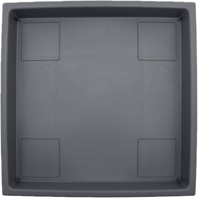 The HC Companies Accent Square Plant Saucer - Durable Plastic Trays for Plants - Square Tray for Water Drainage - UV Resistant Planter Saucer for Indoor & Outdoor Use (14”, Warm Gray, Pack of 1)
