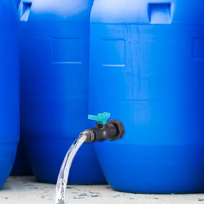 2 Sets 3/4 Inches Rain Barrel Spigot Kit Water Barrel PVC Garden Diverter Kit Include Bulkhead Fitting Hose Faucet Adapter and Thread Seal Tape for Home Outdoor(Simple Style)