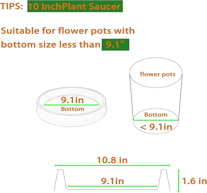 Plant Saucer Tray for Ceramic Plastic Pots, 10 inch Plant Saucers for Indoors, Pot Saucers Trays, Bird Bath Bowls, Flower Planter Water Drip Trays for Pots Base (10", Brown)