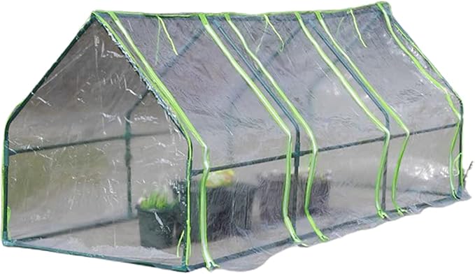 DULRLLY Outdoor Transparent PVC Hot House Cover, 106W X 35D X 35H Portable Tunnel Greenhouse, UV Protected Garden Green House for Herb Flower Vegetable Growing (NO Iron Frame)