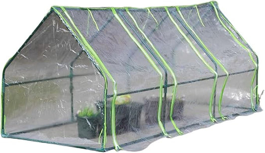 DULRLLY Outdoor Transparent PVC Hot House Cover, 106W X 35D X 35H Portable Tunnel Greenhouse, UV Protected Garden Green House for Herb Flower Vegetable Growing (NO Iron Frame)