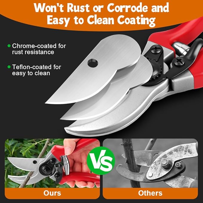 Ainiv Bypass Pruning Shears, 8.5" Professional Garden Shears, Heavy Duty Hand Gardening Scissors, Non-Slip PVC Coated Handles, Lightweight & Ergonomic, Pruning Shears for Plants, Hedges and Flowers
