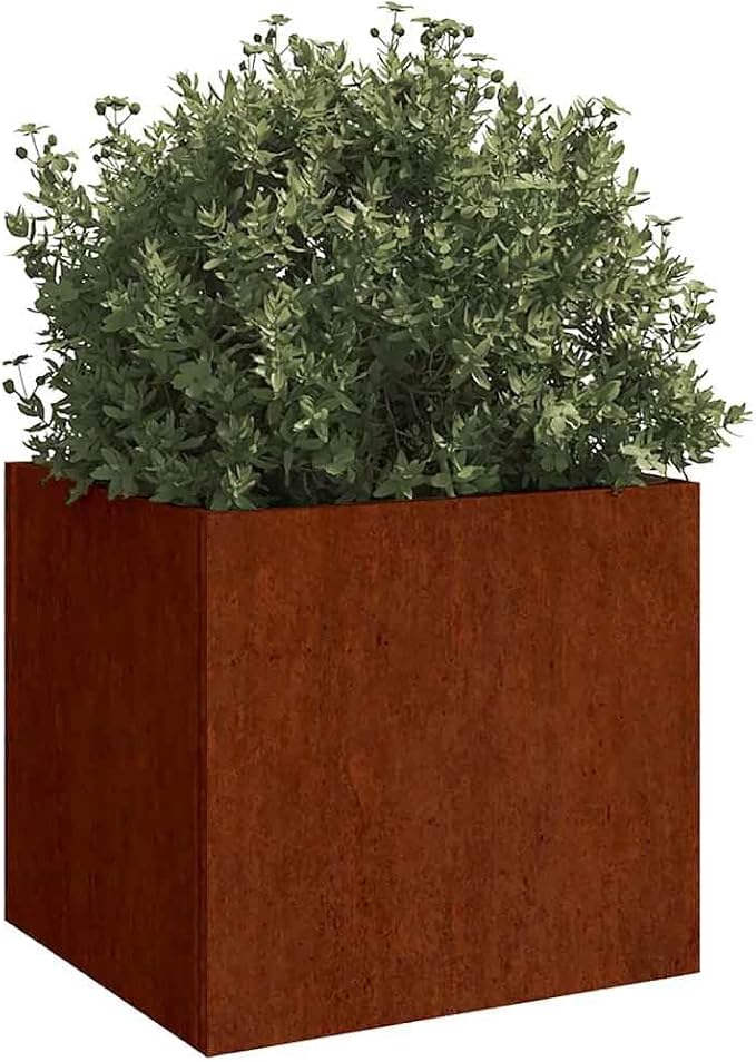 Rusty Corten Steel Rectangular Planter Medium Durable Outdoor Garden Planter Box with Weather Resistant Patina Finish for Patio Balcony Plants