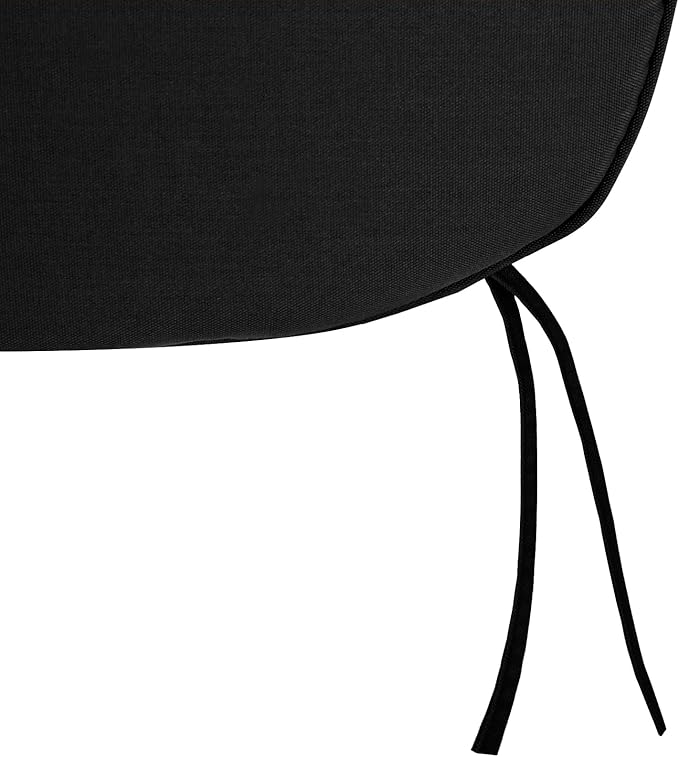 SleepMan Outdoor 17"x16" Chair Cushions with Ties Set of 4, Water Resistant All Weather U-Shape Seat Pads for Patio Garden Furniture Indoor (Set of 4, Black)