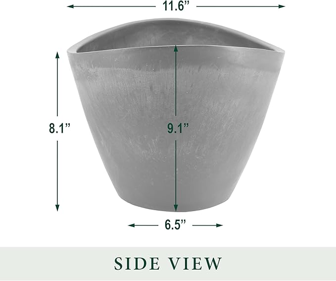 Arcadia Garden Products PSW Pot Collection YB41TP Plastic/Stone/Wood Composite Curved Planter Pot – No Drainage Hole (Drillable), for Indoor and Outdoor Plants and Gardens, 16-inch, Taupe