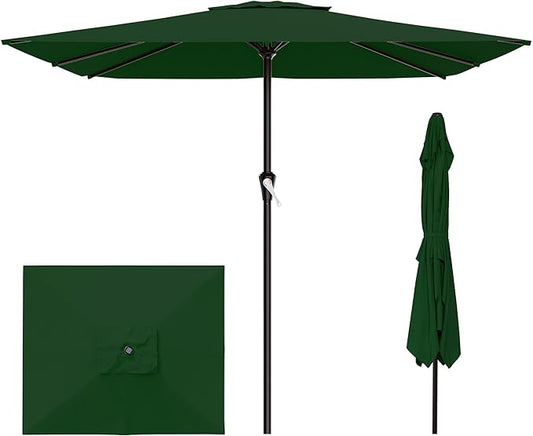 AreShark 8' x 10' Rectangle Patio Umbrellas for Outdoor, Outdoor Table Umbrella, Large Outdoor Patio Umbrellas with 8 Sturdy Ribs for Pool, Garden, Market (Dark Green)