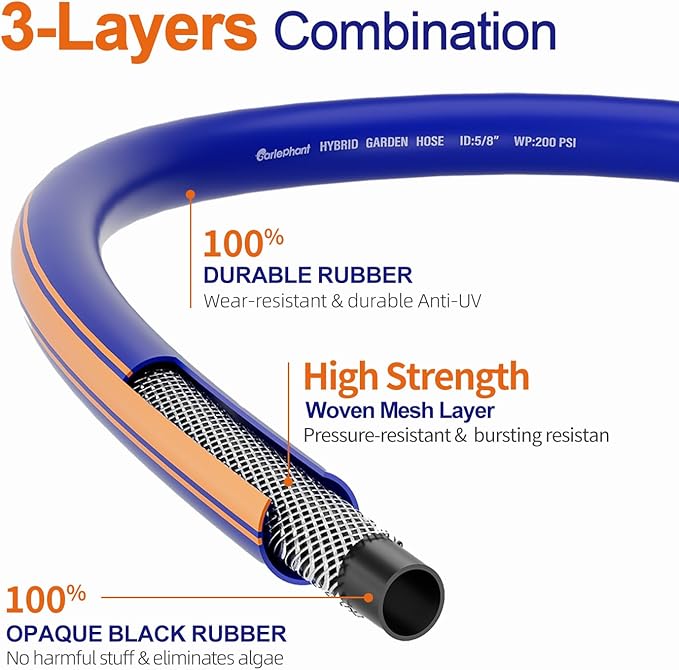 short garden hose 10 ft x 5/8Inch, short water hose with Swivel Handle, Heavy Duty, Flexible, Sturdy, Lightweight, Male to Female Fittings