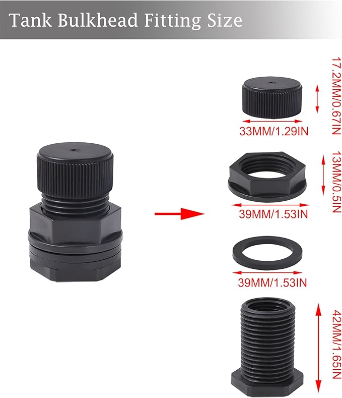 Garden Hose Bulkhead Fitting with Plug, Dual 1/2" Female NPT x 3/4" Male GHT (Garden Hose Thread) Bulkhead Tank Fitting for Rain Barrels, Aquariums (10 Pack)