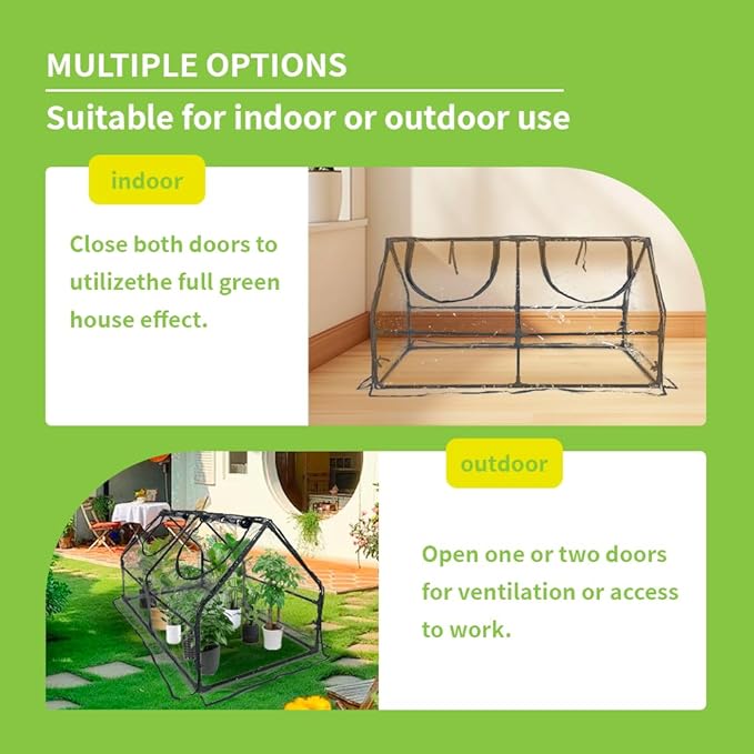 Portable Mini Greenhouse, 47"x24"x24" Greenhouses for Outdoors with PVC Cover and Dual Zipper Doors,Green House Cover for Raised Garden Bed,Garden Bed Cover for Plants Outdoor