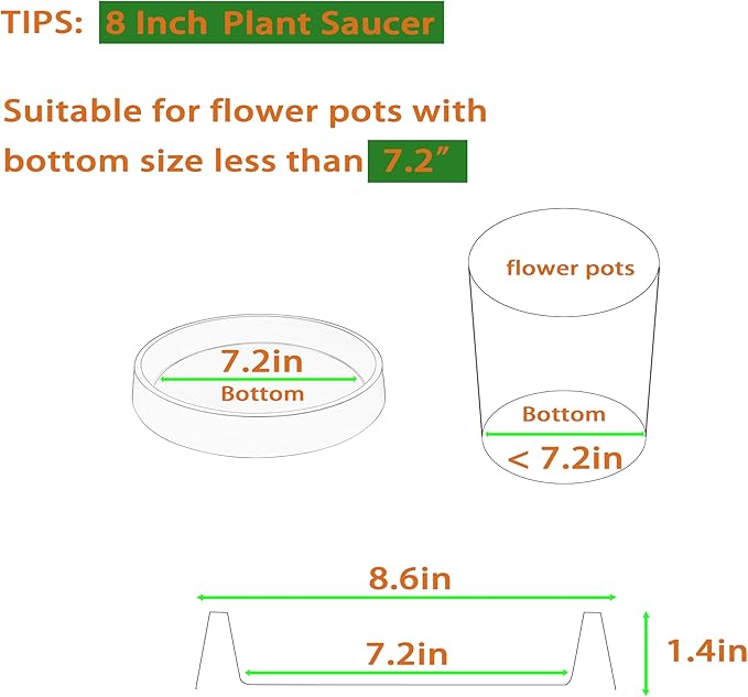 Plant Saucer Tray for Ceramic Plastic Pots, 8 inch Plant Saucers for Indoors, Pot Saucers Trays, Bird Bath Bowls, Flower Planter Water Drip Trays for Pots Base (8", Blue)