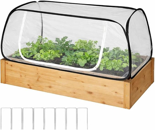 Pop Up Raised Garden Bed Cover -45''x22''x18'' Instant Plant Protection Against Bird, Pests & Squirrel，Plant Net Cover for Raised Bed with Zipper Door for Protecting Vegetable Row