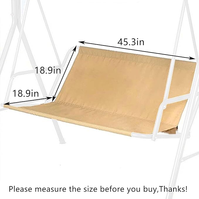 Swing Seat Cover Replacement, 600D Thickened Oxford Waterproof Chair Bench Replacement Cover Outdoor Swing Cushion Cover for 2/3 Seat Patio Garden Swing Chair(Beige, S - 45.3x18.9x18.9in)