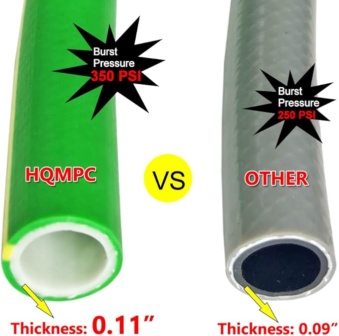 HQMPC Garden Hose 5/8" IDx10 Feet Hose No Kink Water Hose Heavy Duty Flexible Hose (10 Feet)