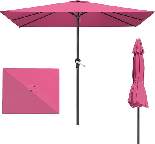 AreShark 8' x 10' Rectangle Patio Umbrellas for Outdoor, Outdoor Table Umbrella, Large Outdoor Patio Umbrellas with 8 Sturdy Ribs for Pool, Garden, Market (Blush)