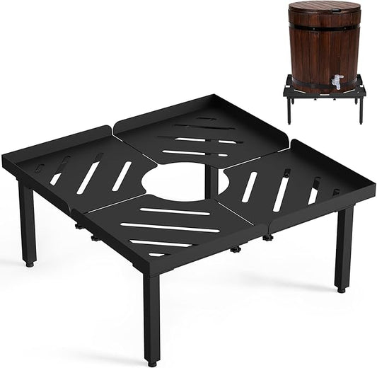 45-100 Gallon Rain Barrel Stand, Length & Width Adjustable Rain Collection Barrel Stand, Heavy-duty Steel Stand for Plastic Outdoor Rain Barrel