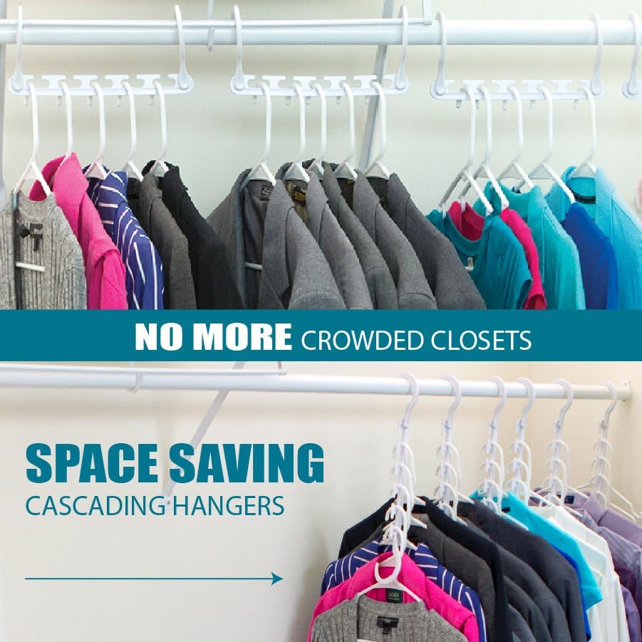 Wonder Hanger Max 20-Pack Space-Saving Hangers, 360° Hooks, White