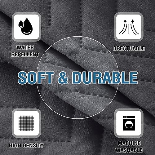 H.VERSAILTEX Water Resistant Armrest Covers for Sofa, 2 Pack, Gray/Beige | Waterproof Armchair Caddy, Couch Arm Covers Remote Control Holder Sofa Armrest Organizer for Magazine, Tablet, Phone, iPad