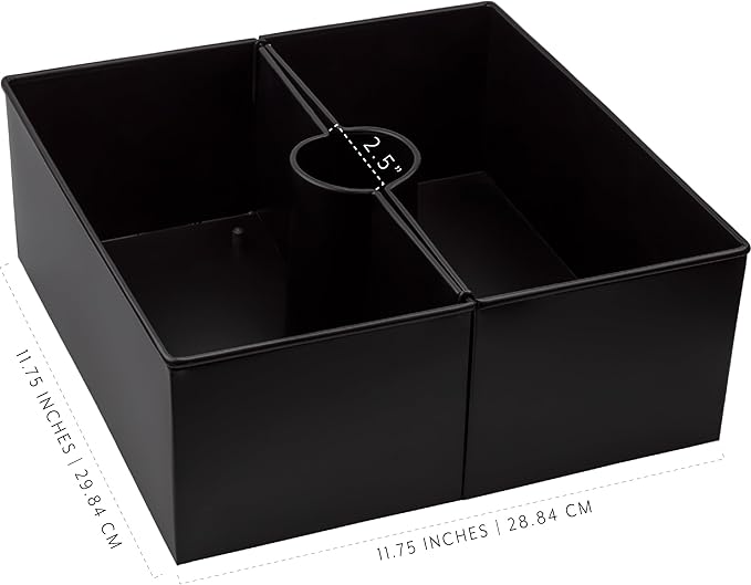 AuldHome Design Umbrella Planter for Patio Table (Black Square), w/Umbrella Hole, Enamelware Rectangular Planter Pots (Pack of 2)